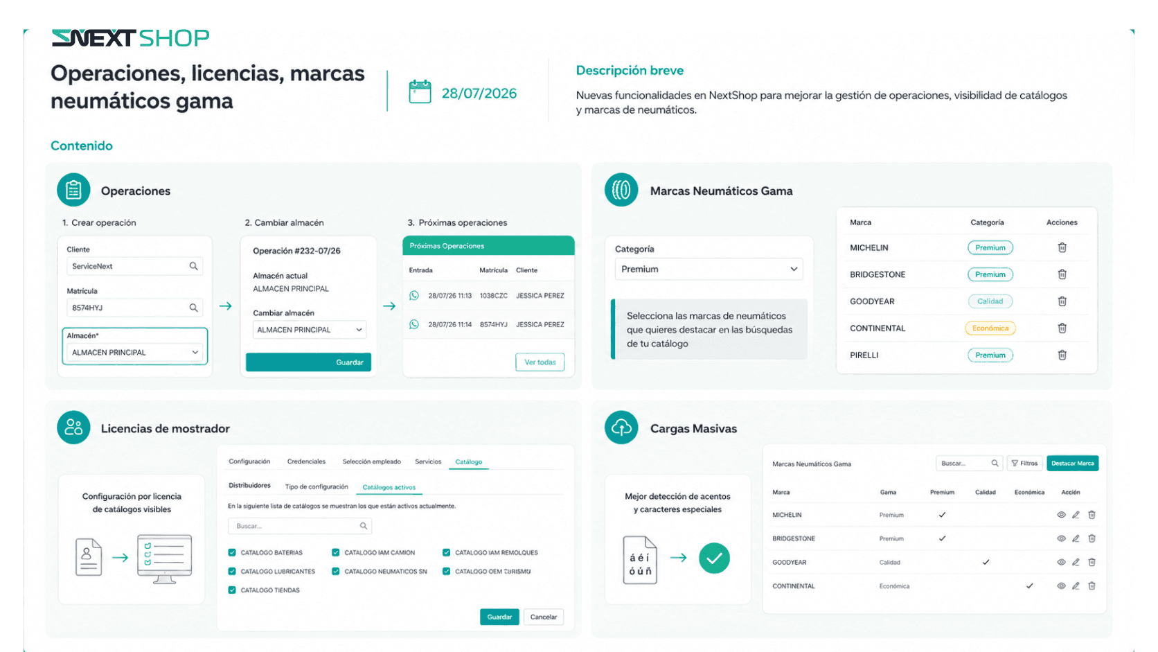 Nuevas mejoras en operaciones, catálogos y neumáticos