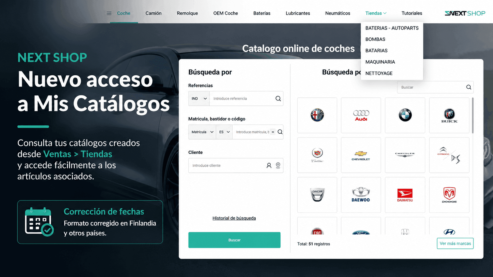 Nuevo acceso a Mis Catálogos y corrección de fechas