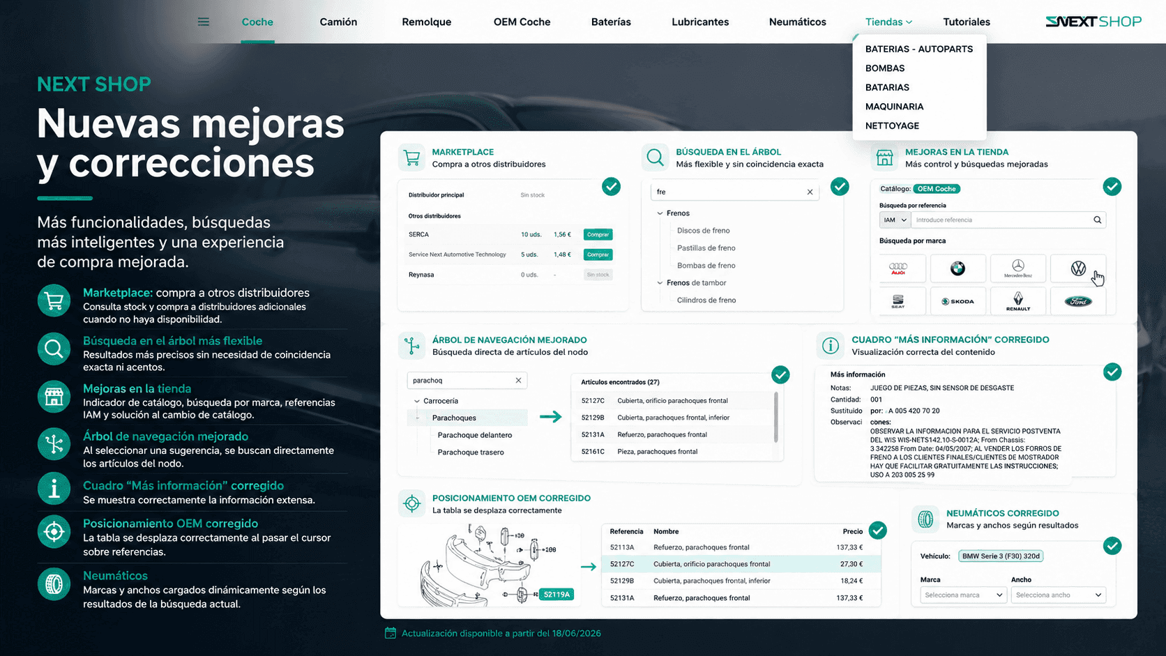Mejoras en Marketplace, tienda y búsquedas